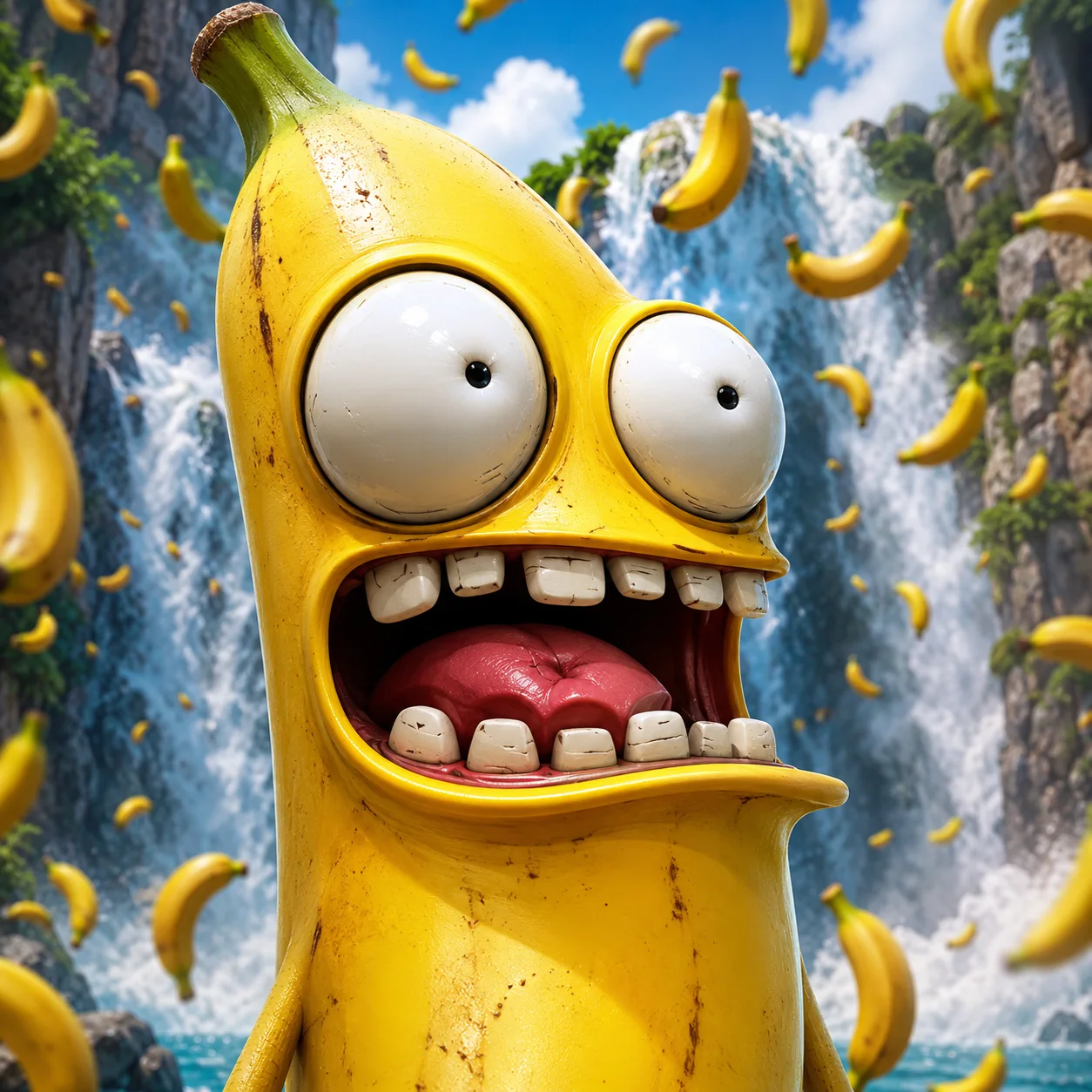 Banana Jack in a banana waterfall jungle